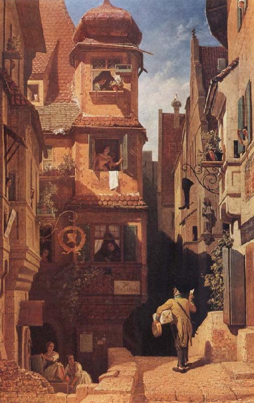 Der Briefbote im Rosenthal, Carl Spitzweg